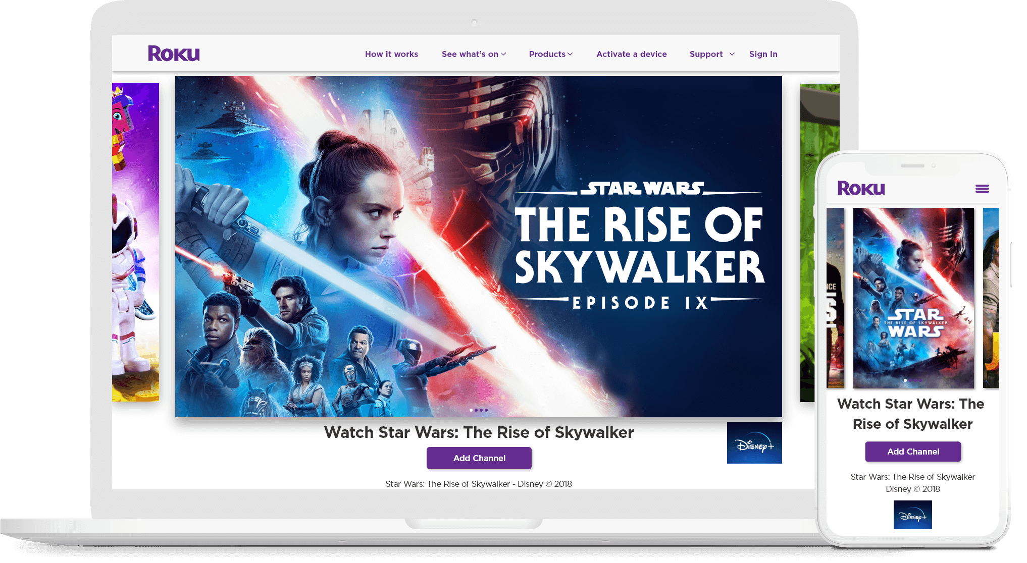 Responsive Roku.com hero optimized for video playback